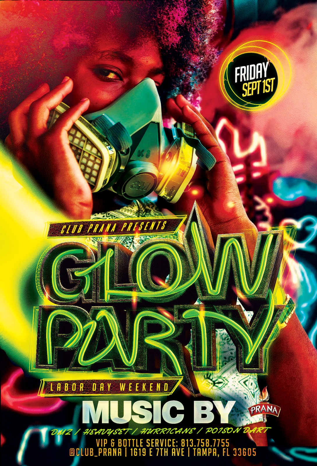 Club Prana Glow Party Event Flyer