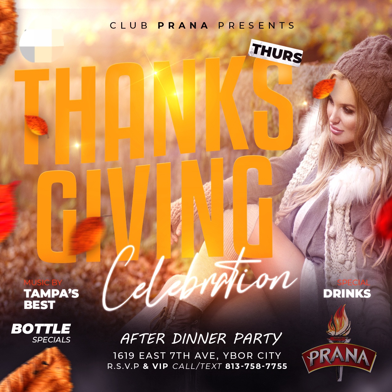 Thanksgiving Party At Club Prana - Event Flyer