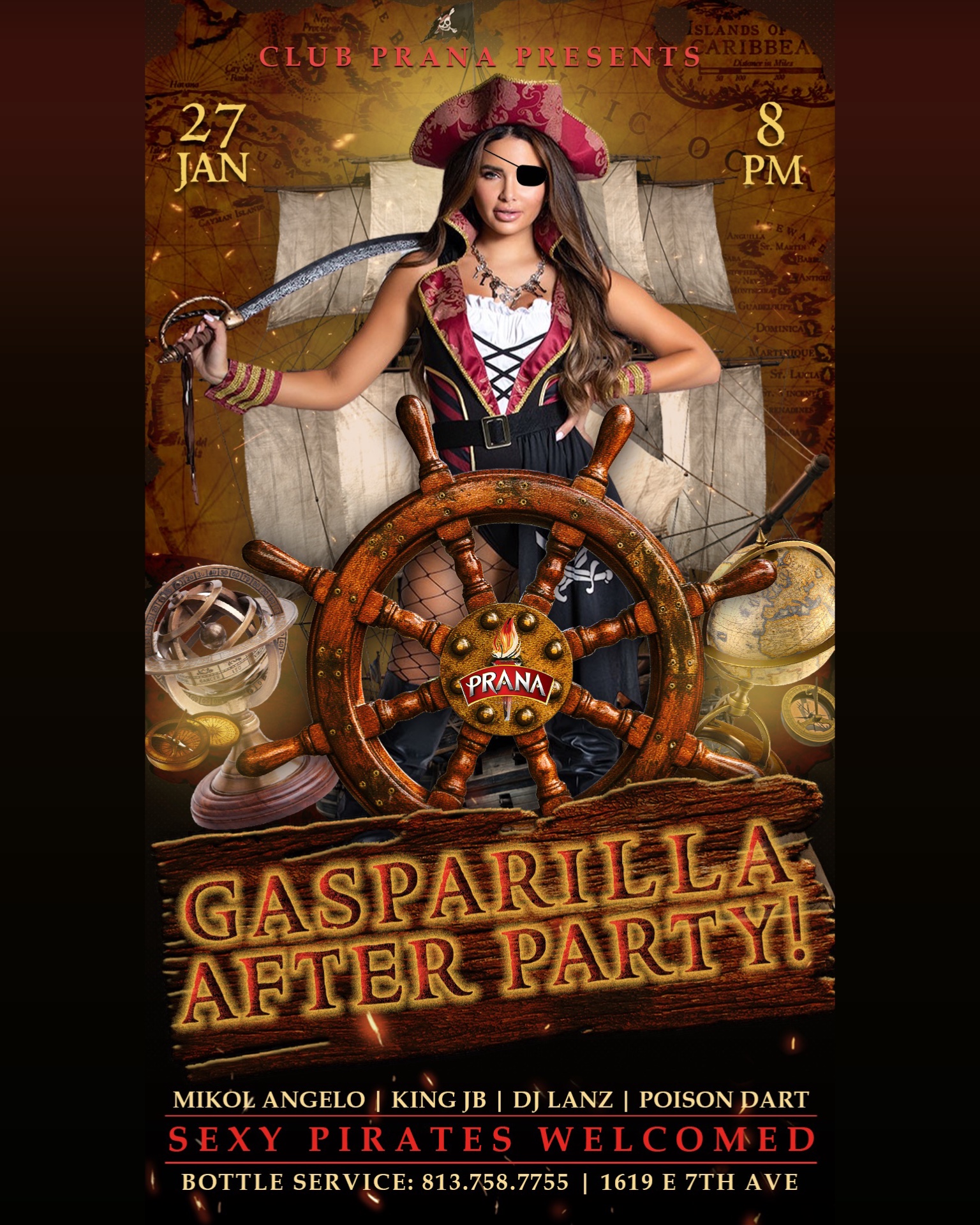 Club Prana Gasparilla After Party 2024 Event Flyer